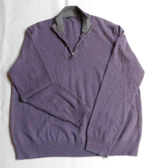 NEW Saks Fifth Avenue COLLECTION 1/4-Zip Mockneck Cashmere Pull-Over Sweater XXL - Picture 15 of 16